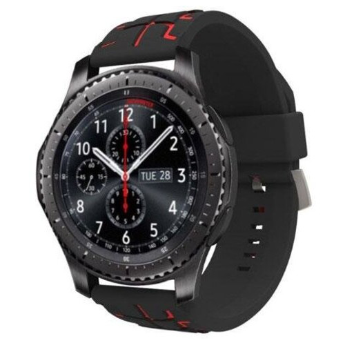 Силіконовий ремінець Primo Splint для годинника Samsung Gear S3 Classic SMR770 / Frontier RM760 Black&Red фото №1
