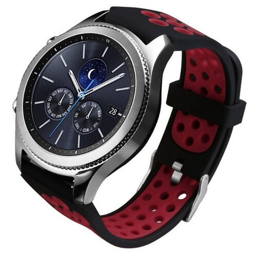 Спортивний ремінець з перфорацією Primo для годинника Samsung Gear S3 Classic SMR770 / Frontier RM760 Black&Red фото №1