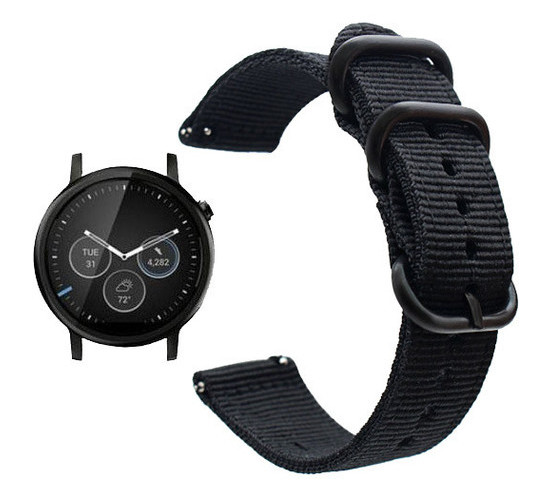 Нейлоновий ремінець Primo Traveller для годинника Motorola Moto 360 2nd gen (42 mm) - Black фото №3