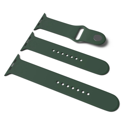 Силіконовий ремінець Epik Apple Watch Sport Band 38 / 40 (S/M & M/L) 3pcs Зелений / Army green фото №1