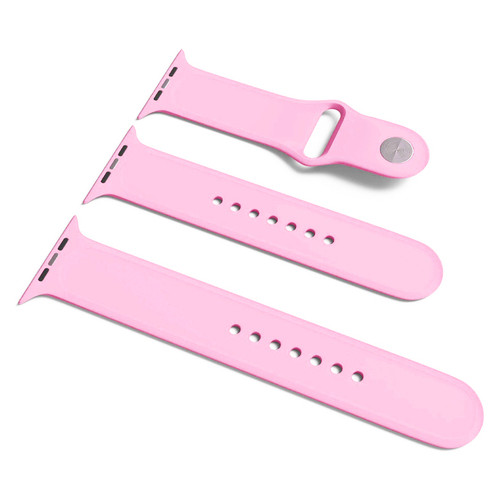 Силіконовий ремінець Epik Apple Watch Sport Band 42 / 44 (S/M & M/L) 3pcs Рожевий / Light pink фото №1