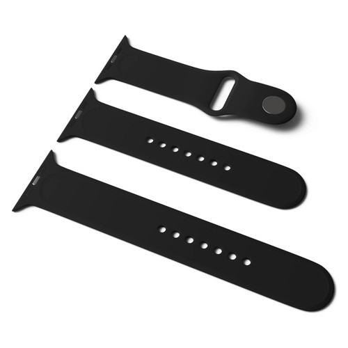 Силіконовий ремінець Epik Apple Watch Sport Band 42 / 44 (S/M & M/L) 3pcs Чорний / Black фото №1
