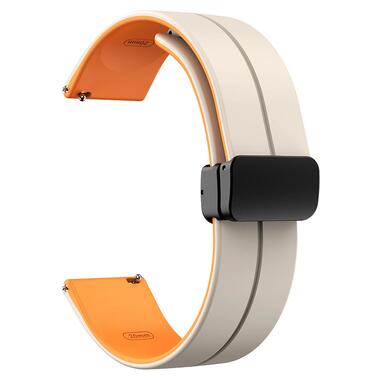 Силіконовий ремінець Epik Classy Smart Watch 20mm White / Orange фото №2