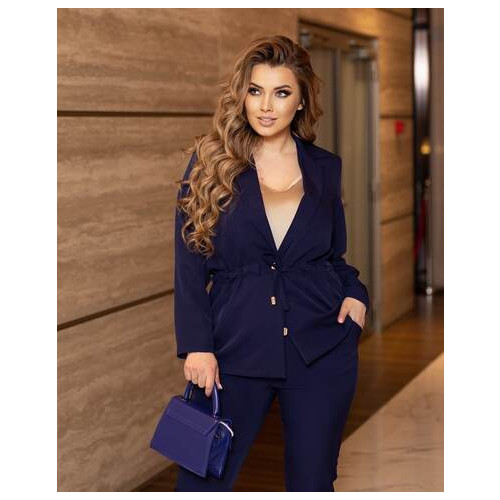 Женский стильный брючный костюм New trend средней плотности синего цвета SKL137-374524 фото №2