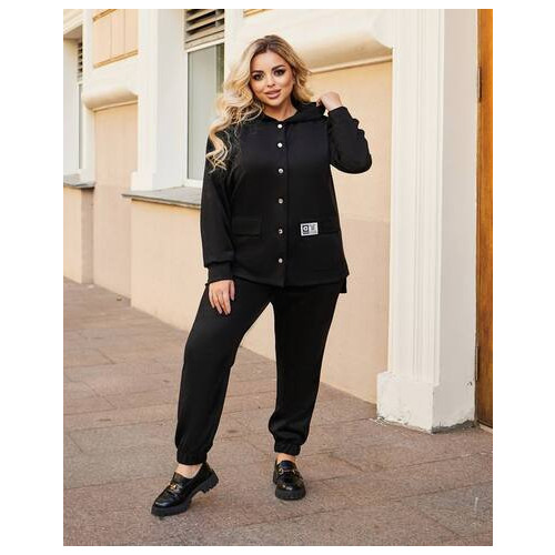Женский прогулочный костюм New Trend пиджак и брюки черного цвета SKL140-339369 фото №1