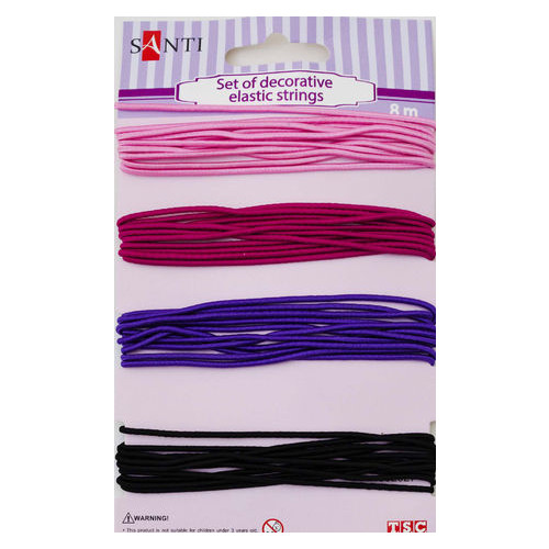 Набір еластичних шнурів Santi 4 кольори 8 м Рожево-фіолетовий (952027) фото №1