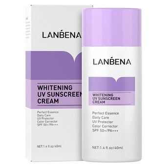 Сонцезахисний крем, що відбілює, Lanbena Whitening UV Sunscreen Cream SPF 50 /PA    40мл Purple фото №1