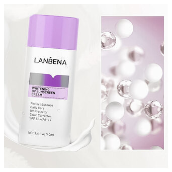 Сонцезахисний крем, що відбілює, Lanbena Whitening UV Sunscreen Cream SPF 50 /PA    40мл Purple фото №3