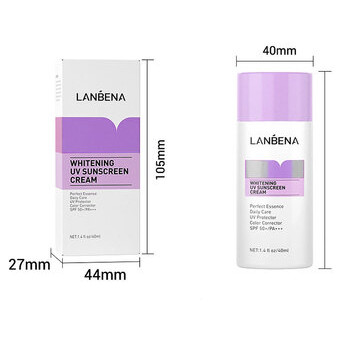 Сонцезахисний крем, що відбілює, Lanbena Whitening UV Sunscreen Cream SPF 50 /PA    40мл Purple фото №2