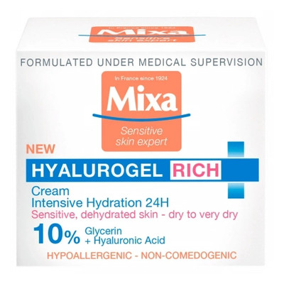 Крем для обличчя Mixa Hyalurogel Rich для сухої чутливої шкіри 50 мл (3600550934922) фото №1