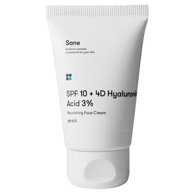 Крем для обличчя Sane SPF10 + 4D Hyaluronic Acid 3% Nourishing Face Cream pH 6.5 Живильний 40 мл (4820266830892) фото №1