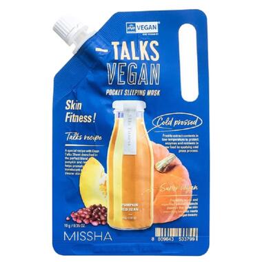 Маска для обличчя Missha Talks Vegan Squeeze Pocket Sleeping Mask Skin Fitness 10 г (8809643533799) фото №1