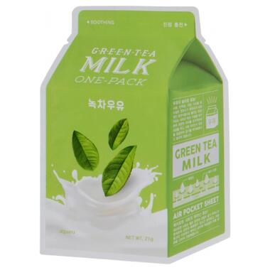 Маска для обличчя A'pieu Green Tea Milk One-Pack 21 г (8806185780278) фото №1