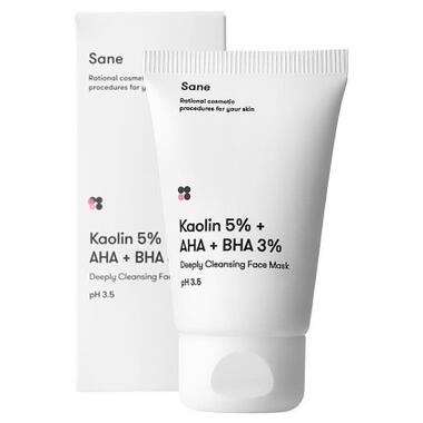 Маска для обличчя Sane Kaolin 5% + AHA + BHA 3% Deeply Cleansing Face Mask З каоліном та саліциловою кислотою 40 мл (4820266830229) фото №1
