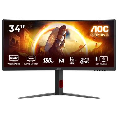 Монiтор TFT AOC 34 CU34G4 21:9 VA Curved WQHD 180Hz 2*HDMI DP HAS Black/Red фото №1