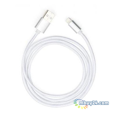 Дата кабель Vinga USB 2.0 AM to Lightning 1 м nylon silver (VCPDCLNB1S) фото №1