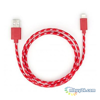 Дата кабель Vinga USB 2.0 AM to Lightning 2 color nylon 1 м red (VCPDCLNB31R) фото №1