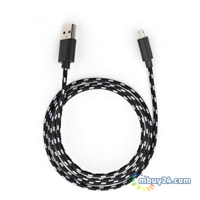 Дата кабель Vinga USB 2.0 AM to Micro 5P 2color nylon 1м black (VCPDCMBN31BK) фото №1