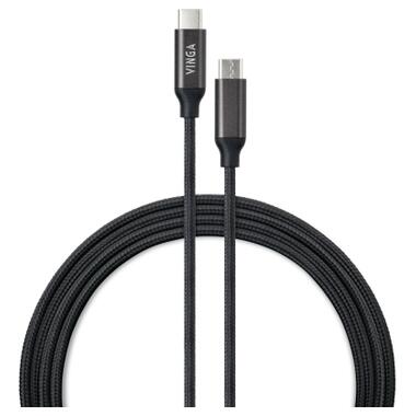 Дата кабель Vinga USB Type-C - USB Type-C 100 W E-Mark Chip Nylon 2 м чорний (VCPCTC100BK2) фото №1