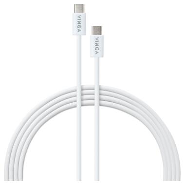 Дата кабель Vinga USB-C to USB-C 100 W E-Mark chip PVC 1 м білий (VCDCCCM251) фото №1