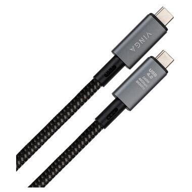 Дата кабель Vinga USB-C to USB-C USB4 240W 40GBps 8K60Hz Nylon 0.8 м чорний (VCPDCU4) фото №2