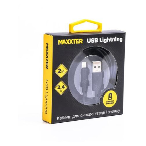 Кабель Maxxter USB-Lightning 2 м чорний (UB-L-USB-02-2m) фото №2