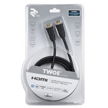 Відео кабель 2Е HDMI 2.0 (AM/AM) Molding Type 2 м Black (2EW-1002-2m) фото №3