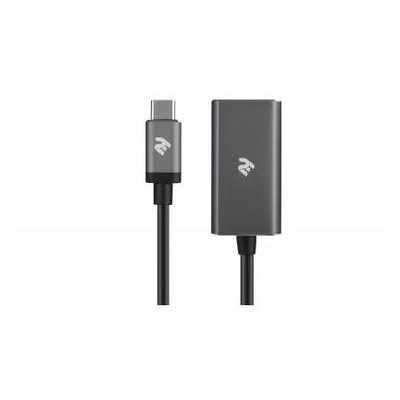 Перехідник 2E Type-C - DisplayPort, Alluminum, 0.2 м чорний (2E-W1404) фото №1