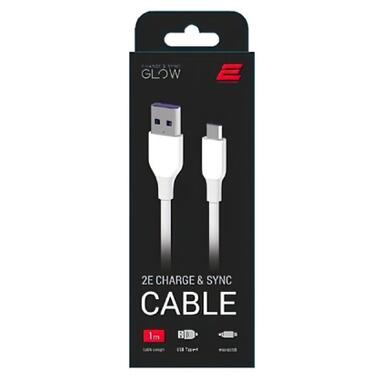 Дата кабель USB 2.0 AM to Micro 5P 1.0m Glow white 2E (2E-CCAM-WH_) фото №2