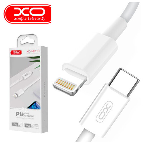 USB кабель XO NB113 Type-C- Lightning 1m білий фото №1