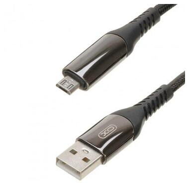 USB кабель XO microUSB LED 2.4A/1m Black (NB162) фото №2