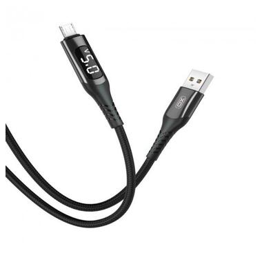 USB кабель XO microUSB LED 2.4A/1m Black (NB162) фото №1