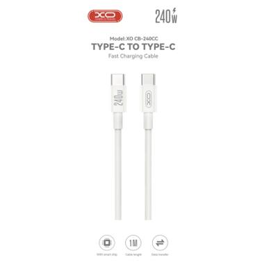 Дата кабель USB-C to USB-C 1.0m 240W white XO (XO-CB-240CC-WH) фото №4