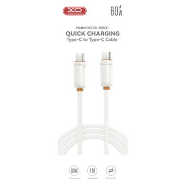 Дата кабель USB-C to USB-C 1.0m 27W white XO (XO-CB-300CC-WH) фото №2