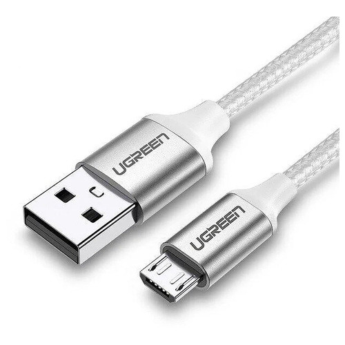 Кабель Ugreen USB 2.0 AM-MicroUSB M, 1.5 м, 3.0A, (18W) Nickel Plating Білий, US290 (60152) фото №2