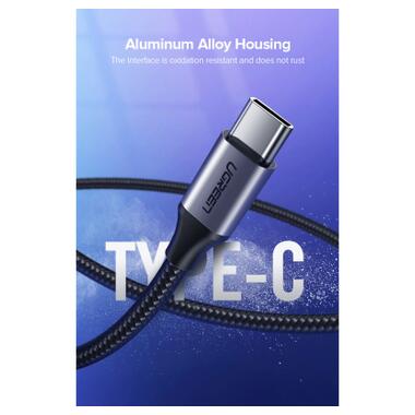 Дата кабель USB 2.0 AM to USB-C 0.25m 3A aluminum braid nickel plating black Ugreen (60124) фото №4