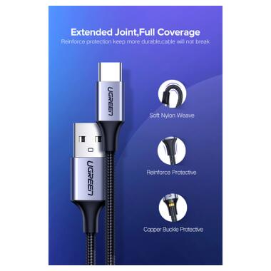 Дата кабель USB 2.0 AM to USB-C 0.25m 3A aluminum braid nickel plating black Ugreen (60124) фото №5