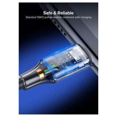 Дата кабель USB 2.0 AM to USB-C 0.25m 3A aluminum braid nickel plating black Ugreen (60124) фото №6