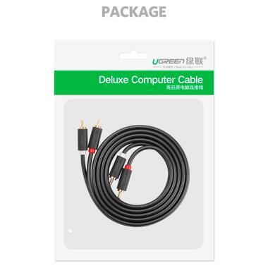 Кабель мультимедийный 2xRCA M to 2xRCA M 1.5m AV104 black Ugreen (10517) фото №4
