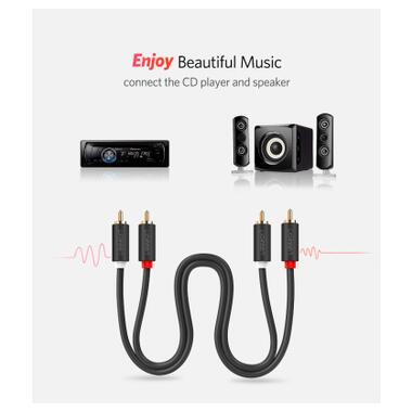 Кабель мультимедийный 2xRCA M to 2xRCA M 1.5m AV104 black Ugreen (10517) фото №7