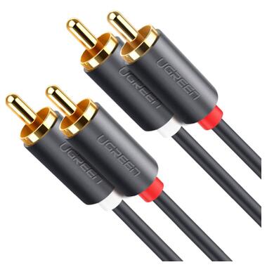Кабель мультимедийный 2xRCA M to 2xRCA M 1.5m AV104 black Ugreen (10517) фото №1