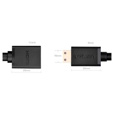 Переходник Mini HDMI M to HDMI F 0.22m black Ugreen (20137) фото №7