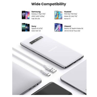 Дата кабель USB 2.0 AM to USB-C 0.25m 3A braided US288 white Ugreen (60129) фото №5