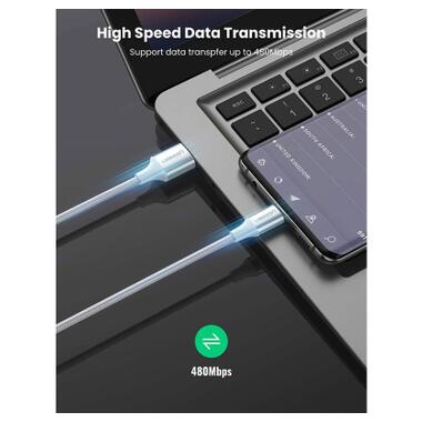 Дата кабель USB 2.0 AM to USB-C 0.25m 3A braided US288 white Ugreen (60129) фото №4
