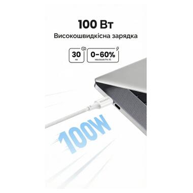 Дата кабель USB-C to USB-C 2.0m PD100W 5A braided L502 white Ugreen (35221) фото №5