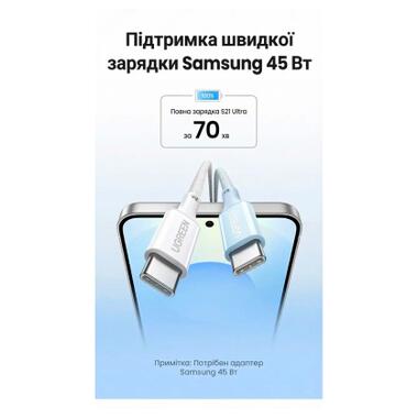 Дата кабель USB-C to USB-C 2.0m PD100W 5A braided L502 white Ugreen (35221) фото №6