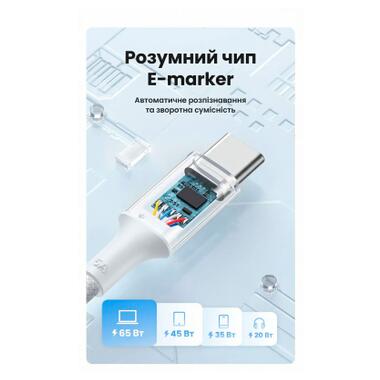 Дата кабель USB-C to USB-C 2.0m PD100W 5A braided L502 white Ugreen (35221) фото №8