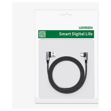 Кабель UGREEN US176 Right Angle USB-A to USB-C Cable 1m (Space Gray) (UGR-20856) фото №2