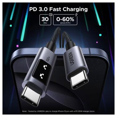 Дата кабель USB-C to USB-C 1.0m PD 100W L509 black Ugreen (35501) фото №4