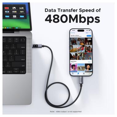 Дата кабель USB-C to USB-C 1.0m PD 100W L509 black Ugreen (35501) фото №5